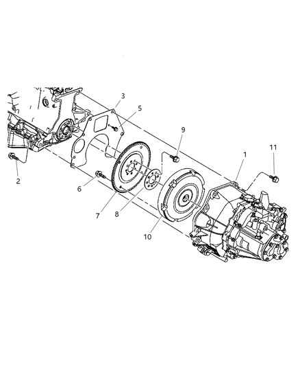 2003 Dodge Neon Transaxle Mounting & Assembly Diagram 1