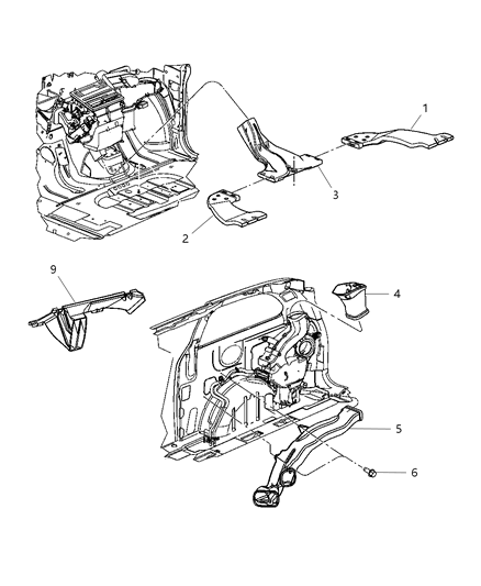2004 Chrysler Town & Country Ducts & Outlets, Rear Diagram