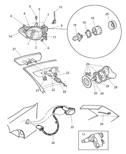 1997 Dodge Neon Lamp-Front FASCIA Mounted S/MKR & REFL Diagram for 5303034