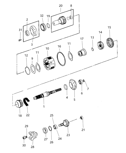 2002 Jeep Liberty Shaft-Transfer Case Diagram for 5072323AA