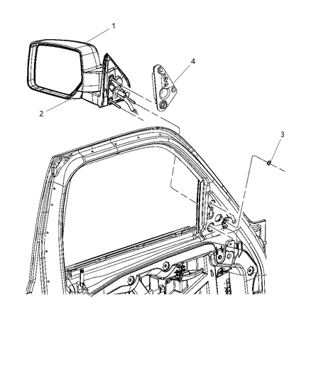 2011 Jeep Liberty Outside Rear View Mirror Diagram for 57010082AE