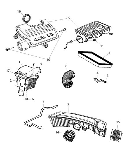 2009 Jeep Commander Air Cleaner & Related Diagram
