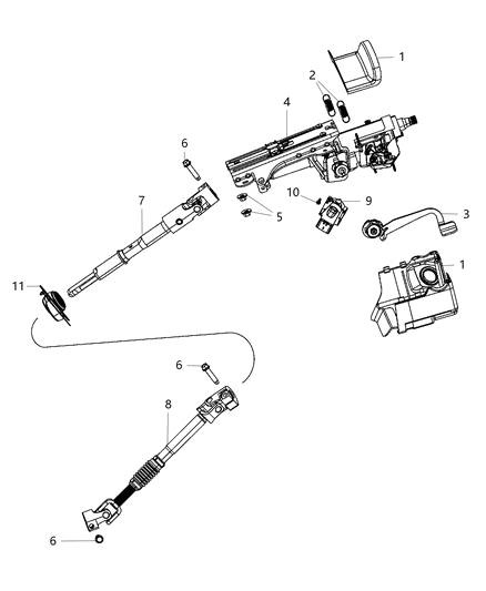2011 Jeep Wrangler Steering Column Intermediat Shaft Diagram for 55351281AC