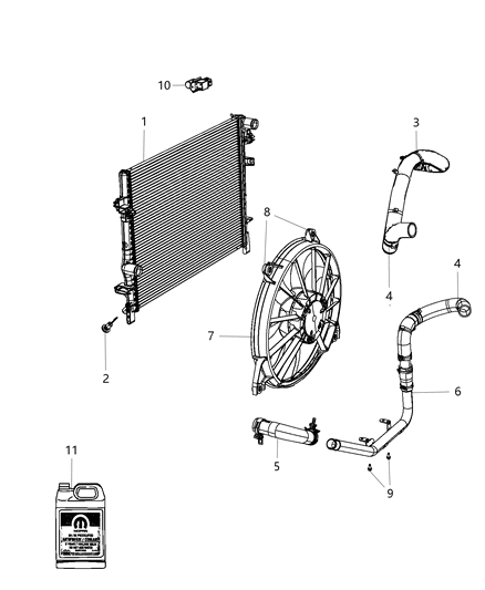 2015 Dodge Journey Radiator & Related Parts Diagram 1