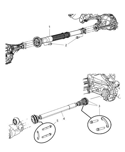 2007 Jeep Grand Cherokee Propeller Shaft, Front And Rear Diagram