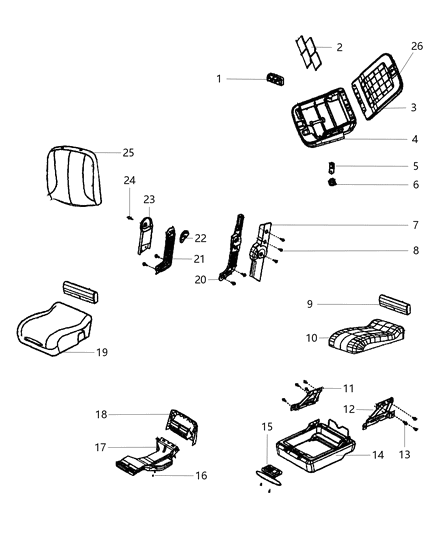 2012 Ram 1500 Front Seat - Center Seat Section Diagram