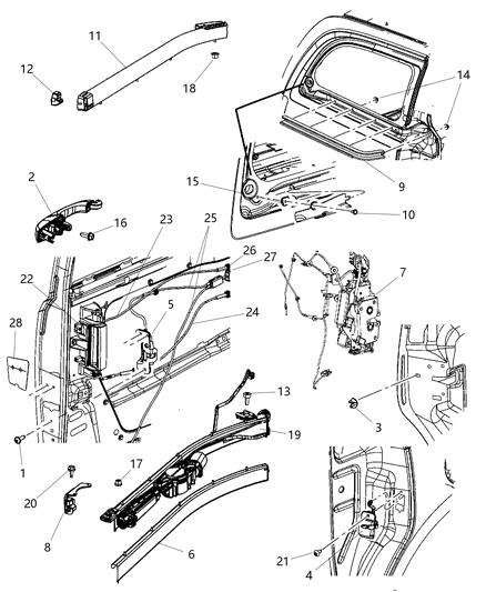2014 Chrysler Town & Country Sliding Door Latch Diagram for 68030379AB