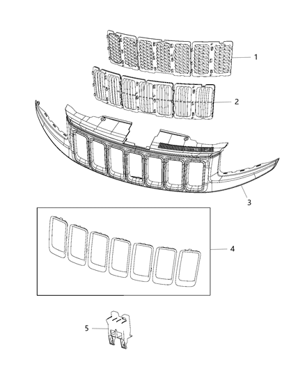 2015 Jeep Grand Cherokee Grille-Texture Diagram for 68238819AA