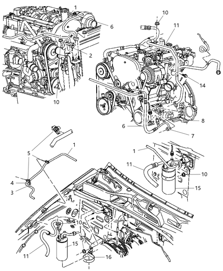 2004 Jeep Liberty CONDENSER-Suction And Discharge Line Diagram for 55037470AC