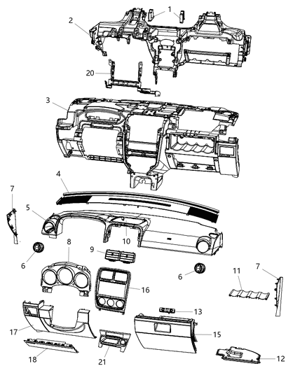 2012 Dodge Caliber Bezel-Instrument Cluster Diagram for 1JW581X9AB