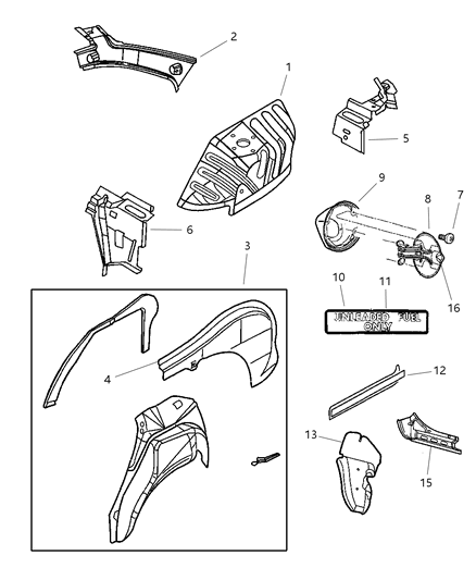 2005 Dodge Neon Support-Rear Shelf Panel Diagram for 4783323AE