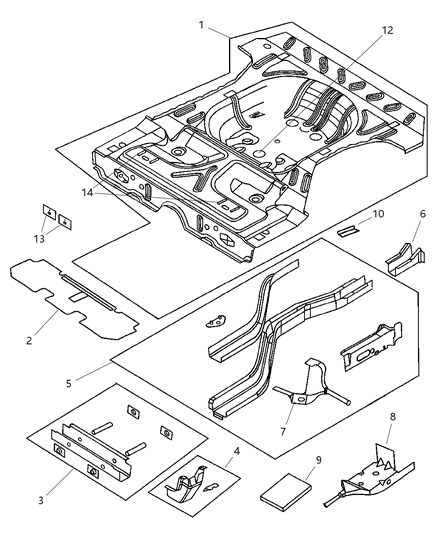 2000 Dodge Neon Floor Pan, Rear Diagram