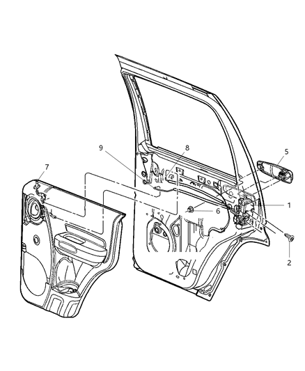 2005 Jeep Liberty Rear Door Latch Diagram for 55177047AG