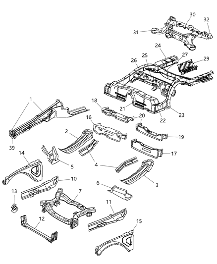 2005 Chrysler 300 Extension-Front Side Rail Diagram for 4780912AA