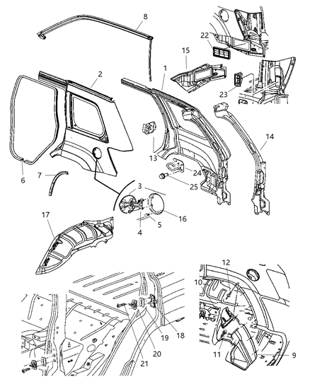 2006 Jeep Grand Cherokee Panel-Body Side Aperture Rear Diagram for 5142300AD