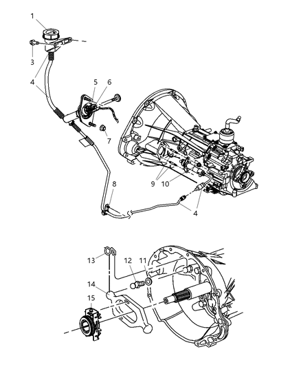 2004 Dodge Dakota Hydraulic Control-Clutch Master And Slave Cylinder Diagram for 5134623AA