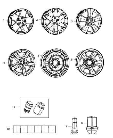 2011 Ram 1500 Wheels & Hardware Diagram