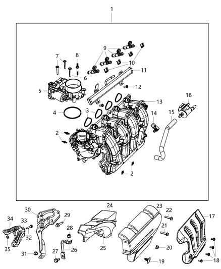 2014 Jeep Cherokee Bracket-Throttle Body Support Diagram for 4627139AC