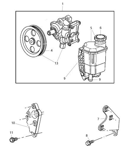 2007 Dodge Ram 2500 Power Steering Pump With Pulley Diagram for 52121690AB