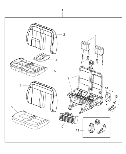 2021 Ram ProMaster 1500 Front Seat Back Cover Diagram for 5SG44LXBAA