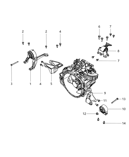 2008 Dodge Caliber Mounting Support Diagram 1