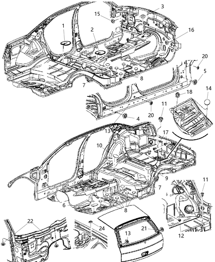 2008 Dodge Charger Body Plugs & Exhauster Diagram