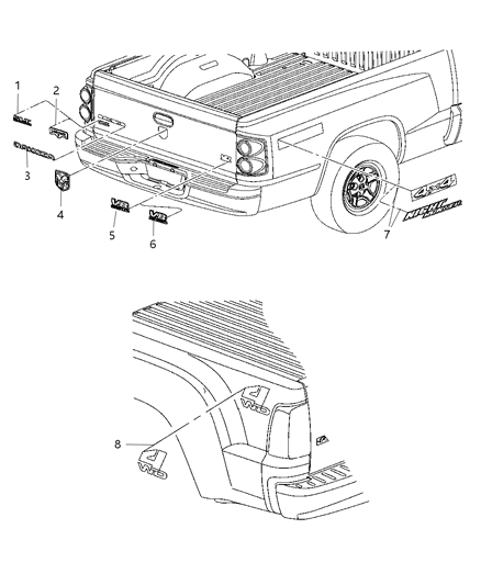 2006 Dodge Dakota Decal-R/T Diagram for 1CV08HA5AA