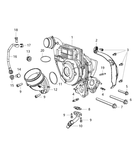 2015 Jeep Grand Cherokee Gasket-Turbo Oil Drain Pipe Diagram for 68148162AA