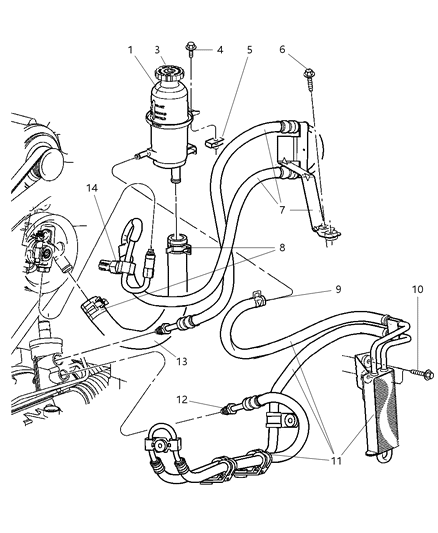 2004 Jeep Liberty Power Steering Hoses And Reservoir Diagram 3