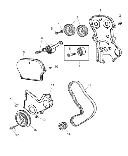 2005 Jeep Liberty Timing Cover , Belt And Gears Diagram 1