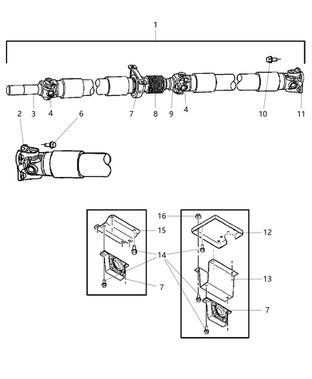 2005 Dodge Ram 3500 Rear Drive Shaft Assembly Replaces Diagram for 52853149AA