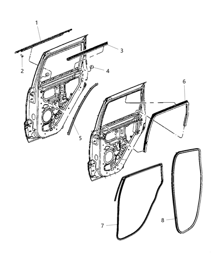 2021 Jeep Grand Cherokee WEATHERSTRIP-Rear Door Mounted Diagram for 55399255AE