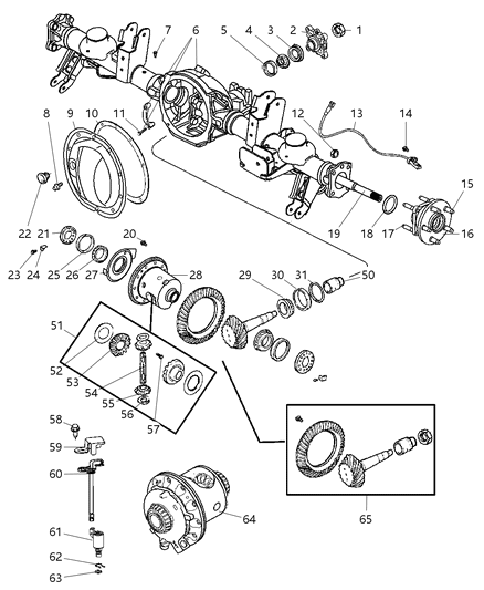 2005 Jeep Grand Cherokee Axle, Rear, With Differential, Housing And Axle Shafts Diagram