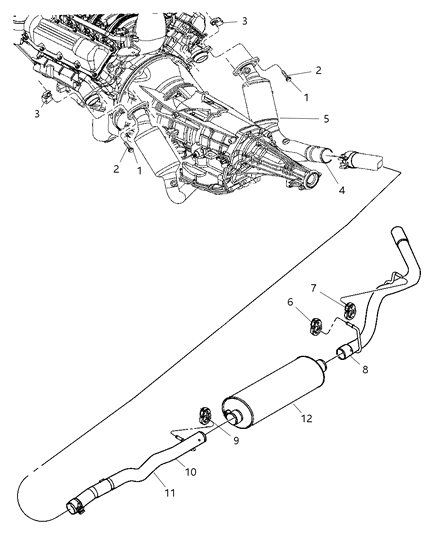 2009 Dodge Dakota Exhaust Resonator And Muffler Diagram for 52013650AB