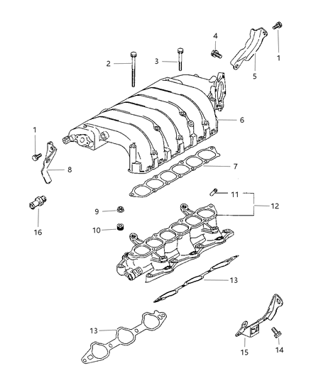 1997 Chrysler Cirrus Bolt-Inlet Manifold Diagram for MD025419