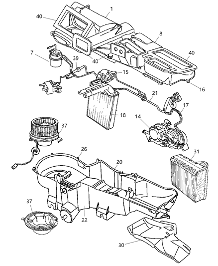 2005 Jeep Liberty Housing-A/C And Heater Upper Diagram for 5066501AA