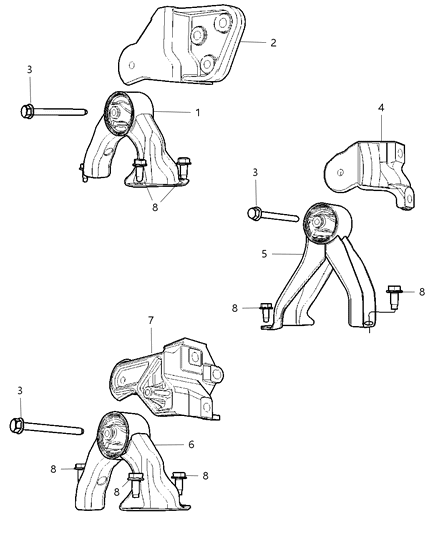 2008 Dodge Caliber Support Diagram for 5105499AD