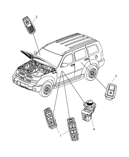 2008 Jeep Compass Switches Door & Liftgate Diagram