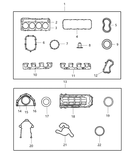 2007 Jeep Commander Gasket Kit-Engine Upper Diagram for 5135357AF