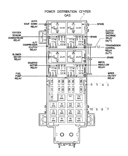 2003 Jeep Liberty Cover-Power Distribution Center Diagram for 5093866AA