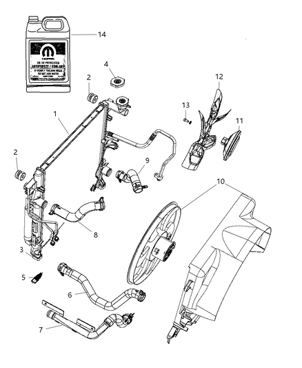 2010 Dodge Nitro Radiator & Related Parts Diagram