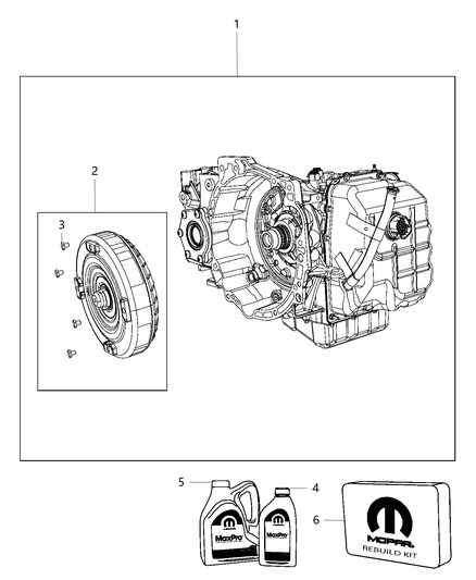 2010 Chrysler Town & Country Trans Pkg-With Torque Converter Diagram for RX039384AB