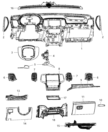 2013 Dodge Durango Bezel-Instrument Panel Diagram for 1UQ63SZ0AA
