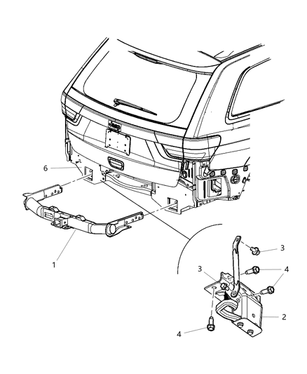 2016 Jeep Grand Cherokee Tow Hooks & Hitch, Rear Diagram