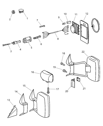 2006 Dodge Sprinter 2500 Outside Rear View Mirror Diagram for 5124241AA