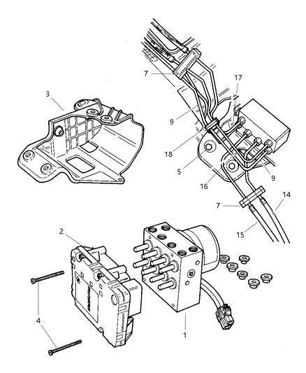 1997 Chrysler Town & Country Anti-Lock Brake Control Unit Diagram for 5013864AB