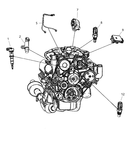 2003 Dodge Ram 3500 Sensors, Engine Diagram