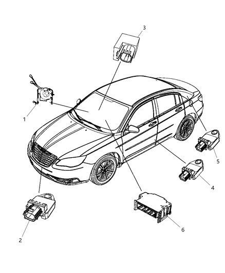 2013 Chrysler 200 Air Bag Modules Impact Sensor & Clock Springs Diagram