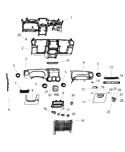 2017 Jeep Wrangler Instrument Panel Diagram 1