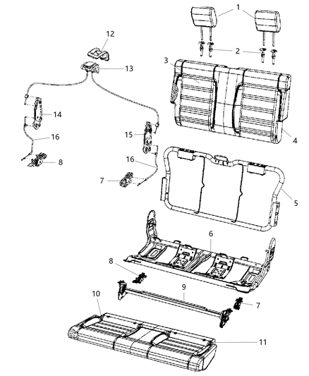 2011 Jeep Wrangler Rear Seat Back Cover Diagram for 1XD39VT9AA